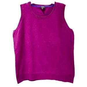Talbots Crew Neck Pima Cotton Sleeveless Sweater in Magenta Women’s 1X